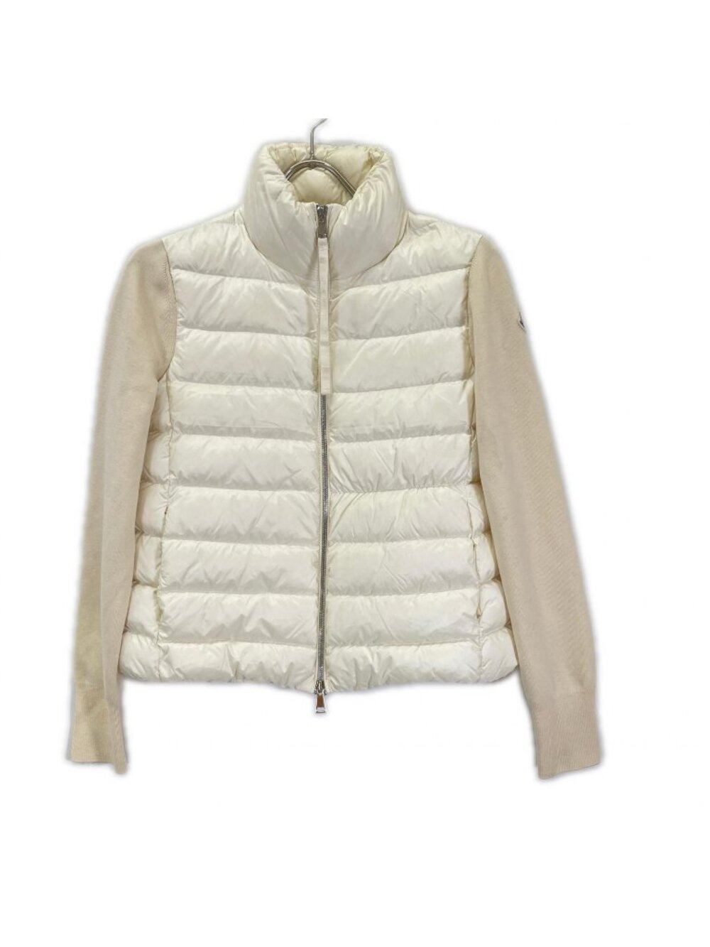 Moncler Annual White Nylon Wool Paneled Cardigan XS
